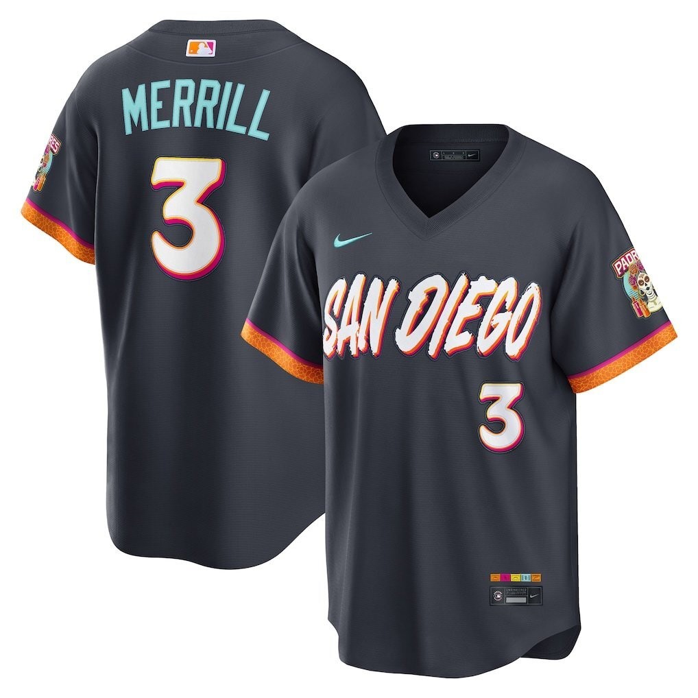 Men's Padres #3 Jackson Merrill 2026 City Connect Stadium Jersey Men's Padres #3 Jackson Merrill 2026 City Connect Stadium Jersey