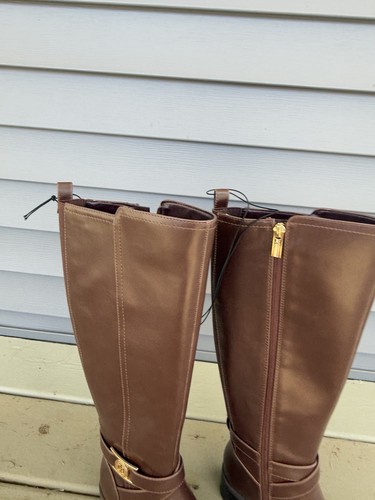 Neu Tommy Hilfiger Diwan Kunstleder Kniehohe Stiefel Damengröße 6 Natur Hellbraun - Bild 2 von 7