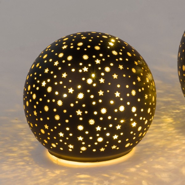 LED Deko Kugel Stars Sterne Schwarz Zum Stellen D. 10Cm Glas Formano W25-image