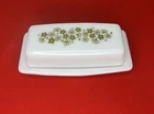 Pyrex Corelle Spring Blossom Crazy Daisy Covered Butter Dish Green Vintage