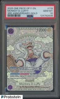 2025 One Piece Op11 Monkey D. Luffy 3er aniversario. ORO OP05 119 SEG PSA 10 GEMA COMO NUEVO