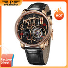 PINDU Men's Luxury Dress Watch 45.5mm Steel Sapphire Crystal Luminous Waterproof
