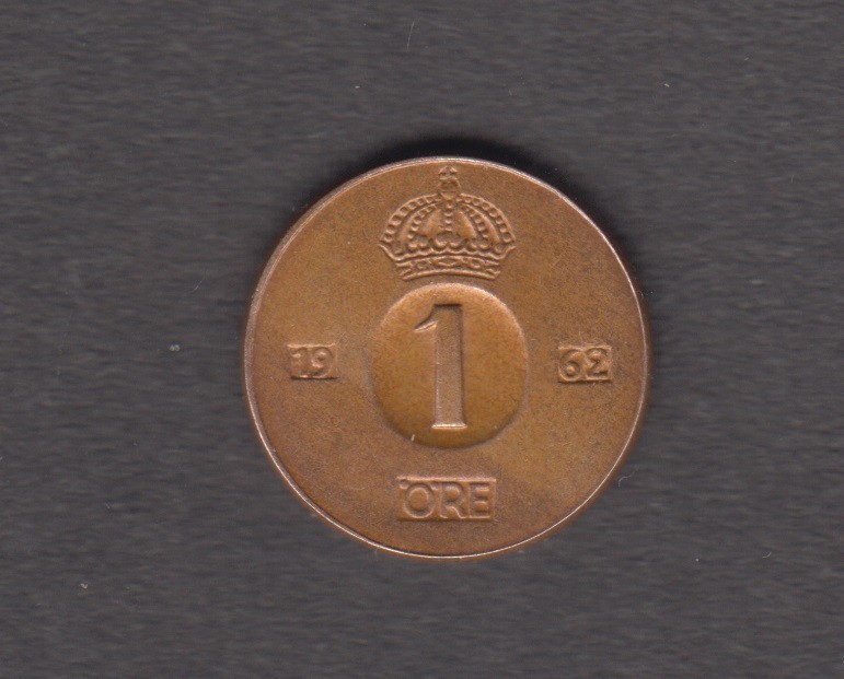 Sweden 1962. 1 Ore. GUSTAF VI ADOLF. Large incused crown at top. KM# 820