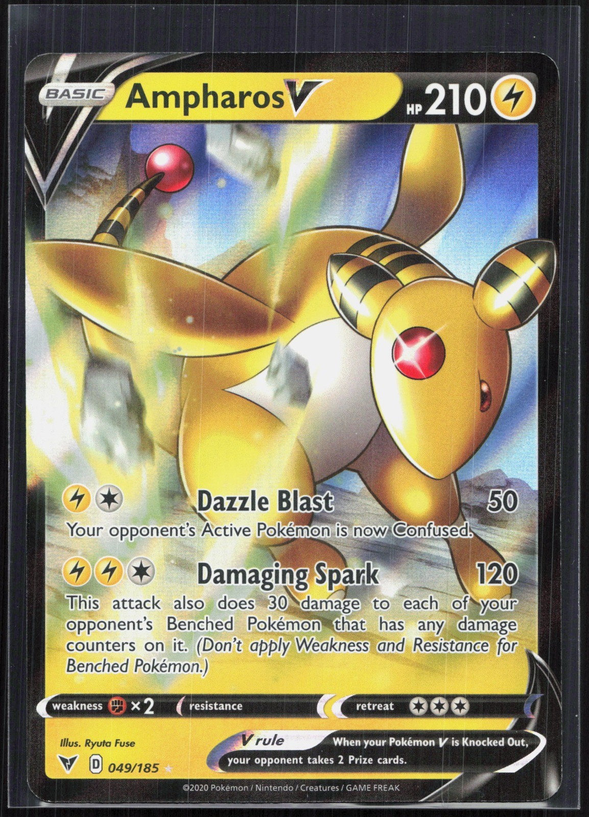 Ampharos V 049/185 Ultra Rare SWSH04: Vivid Voltage NM