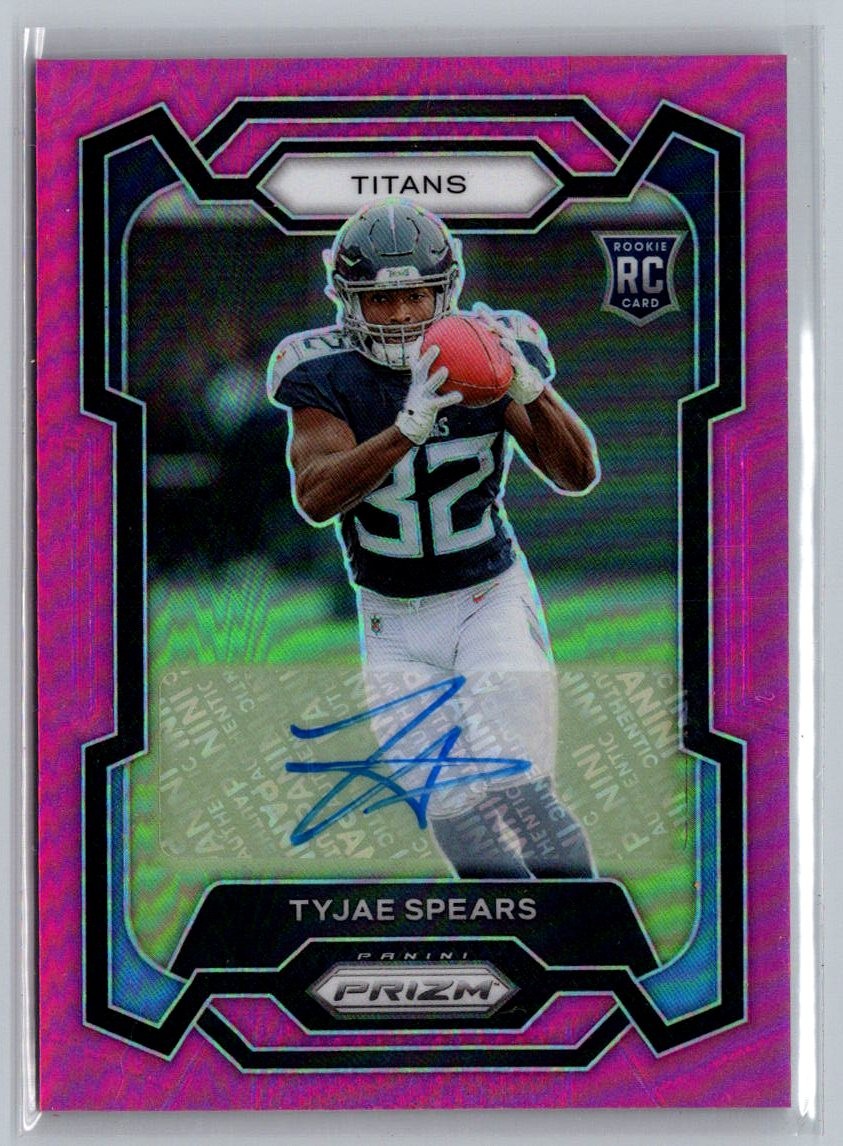 2023 Panini Prizm #396 Tyjae Spears Rookie Autographs Prizm Pink