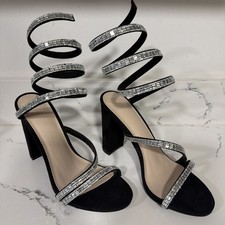 Windsor Spiral Rhinestone Stiletto Black Faux Nubuck Heels Women's Size 7.5Black