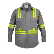 Flame Resistant High Visibility Hi Vis FR Shirt - 100 C - 7 oz Large