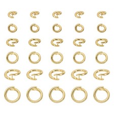 30 Pcs Locking Jump Rings 5.5/7.5/10mm Round Twist Clasp 18k Gold