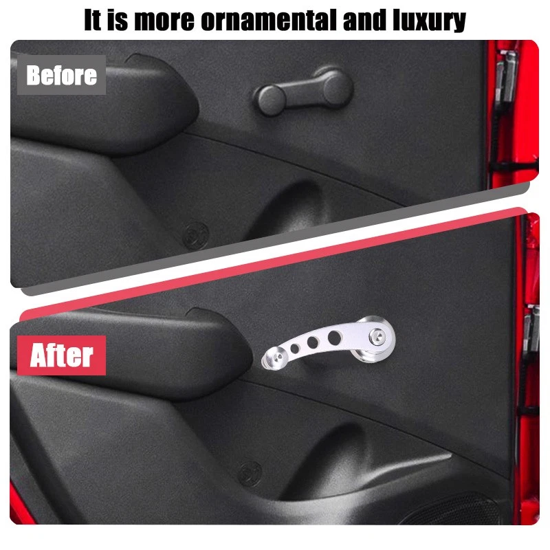 Manivela de ventana de aluminio Billet universal bobinadoras coche camión puerta de vidrio Foto 3 de 4