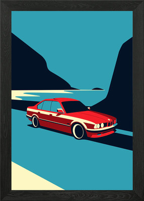BMW E34 Gerahmtes Wandbild Poster Leinwanddruck Bild