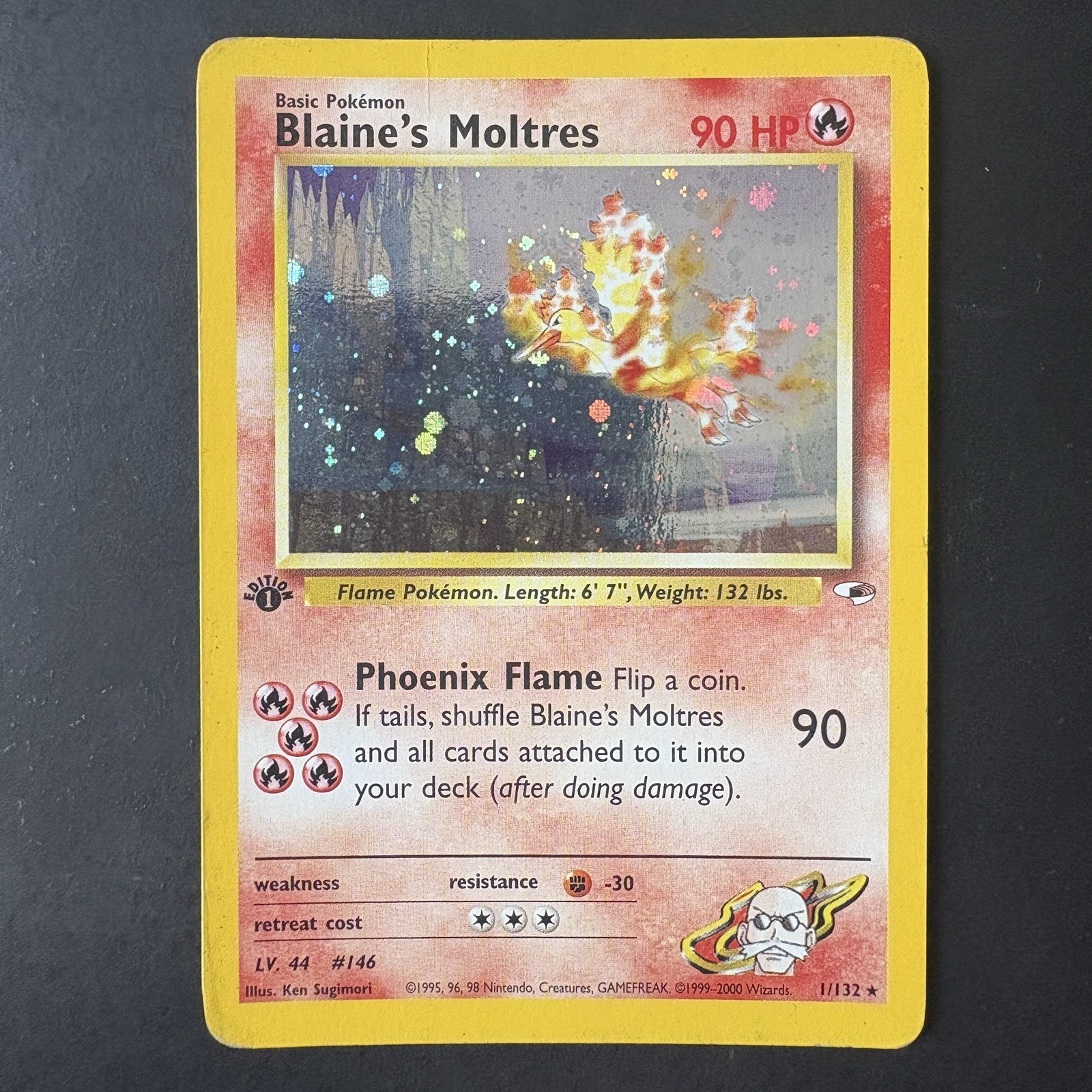 1st Edition Blaine's Moltres Pokemon Gym Heroes Holo Rare 1/132
