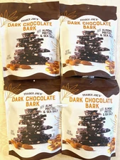 4 Trader Joe's Dark Chocolate Bark with ALMOND PRETZEL & SEA SALT 10 OZ EACH BAG