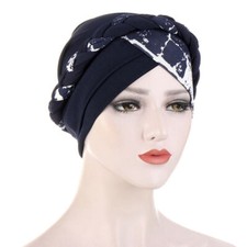 Damen Blume Geflochten Stretch Turban Beanie Mütze Kopfbedeckung Haar Headwrap