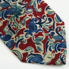 Christian Dior Mens Floral Paisley Red White Blue USA Made Tie 58"x3.5" Vintage