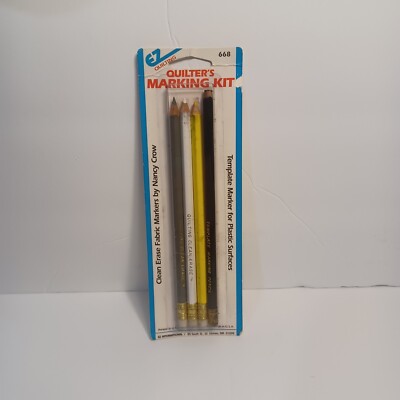 Vtg EZ Quilting Quilter's Marking Kit  Pencils Fabric Eraser plastic  Nancy Crow