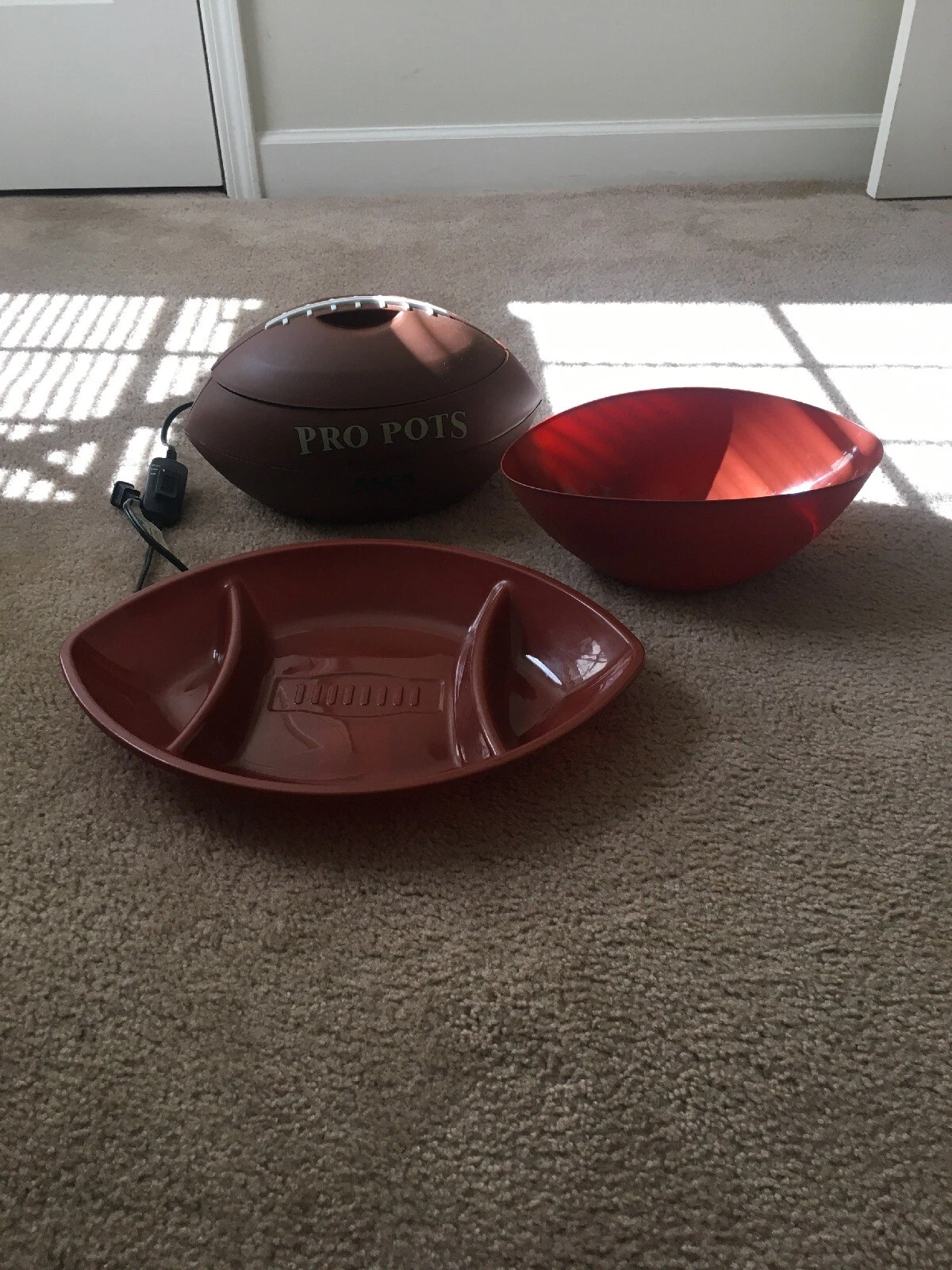 Pro Pots Slow Cooker Crockpot Warmer 1.5 Quart Party Tailgating Brown White