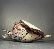 Vintage Handblown Glass Conch Shell Paperweight - Multi-Color w/ Glitter