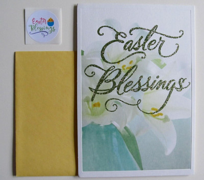 NOS DaySpring Religious Easter Greeting Card, Env. & Seal -Glittery Words & Lily