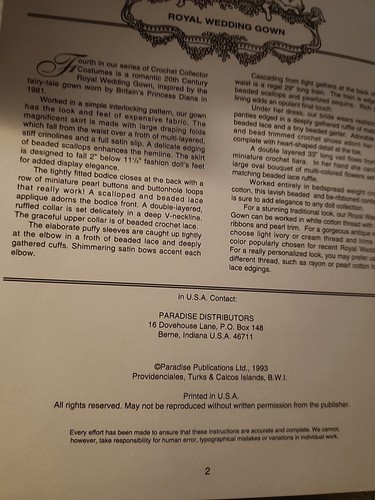 ROYAL WEDDING GOWN PRINCESS DIANA FASHION DOLL CROCHET PATTERN BOOKLET..BEAUTIFU - Picture 4 of 4