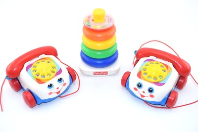 (3) Classic FISHER PRICE Toys Rock-a-Stack Pull Chatter Phone M2118 77816 3021T2