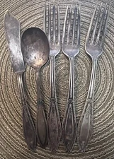 WM Rogers Mfg Co Silver AA Plate Original I.S. Fork & Spoon Serving Set Vintage