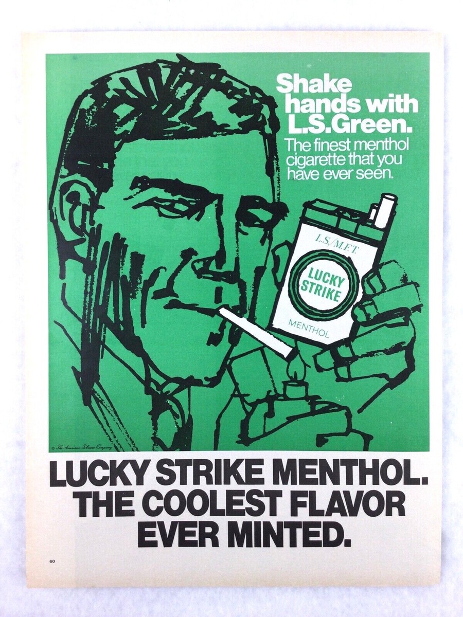 Vintage 1967 LUCKY STRIKE MENTHOL Cigarettes L. S. Green Magazine Print Ad