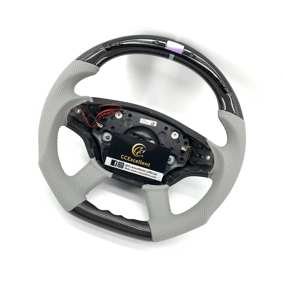 Volante LED de fibra de carbono para Mercedes Benz 07-13 S550 W216 CL63 S63 S65 Foto 2 de 4
