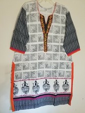 INDIAN ETHNIC WEAR COTTON EMBROIDERED BTFL KURTI FOR WOMEN SIZE 52"