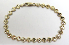     L K Gorgeous Sparkly Real 14k Yellow Gold Heart links Bracelet 7-5/8" women