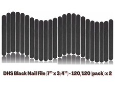 DHS Black Nail File 120/120- 7" x 3/4" - 50pcs per pack - 2 PACK COMBO