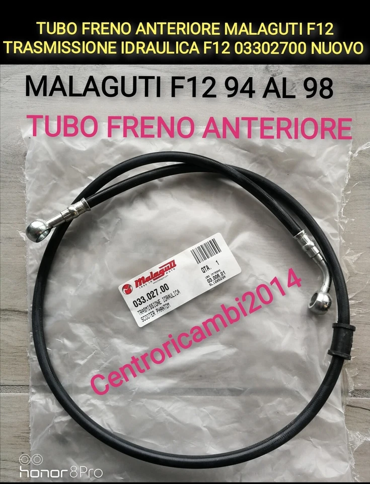 MALAGUTI ORIGINALE TUBO FRENO ANTERIORE MALAGUTI F12 TRASMISSIONE IDRAULICA F12 LC 03302700 NUOVO