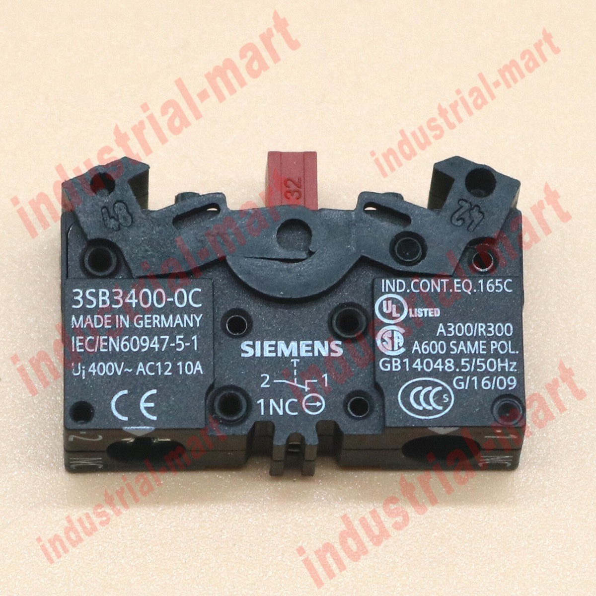 Siemens 3SB3400-0C Contact Block Ui=400V AC12 10A - Lot Of 4PCs