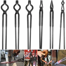 Beginner Blacksmith Tongs Knife Making Metal Forge Blade Flat Wolf Jaw Tool 6PCS