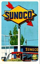 Postcard Sunoco Gas Station Sign Advertisement Card 