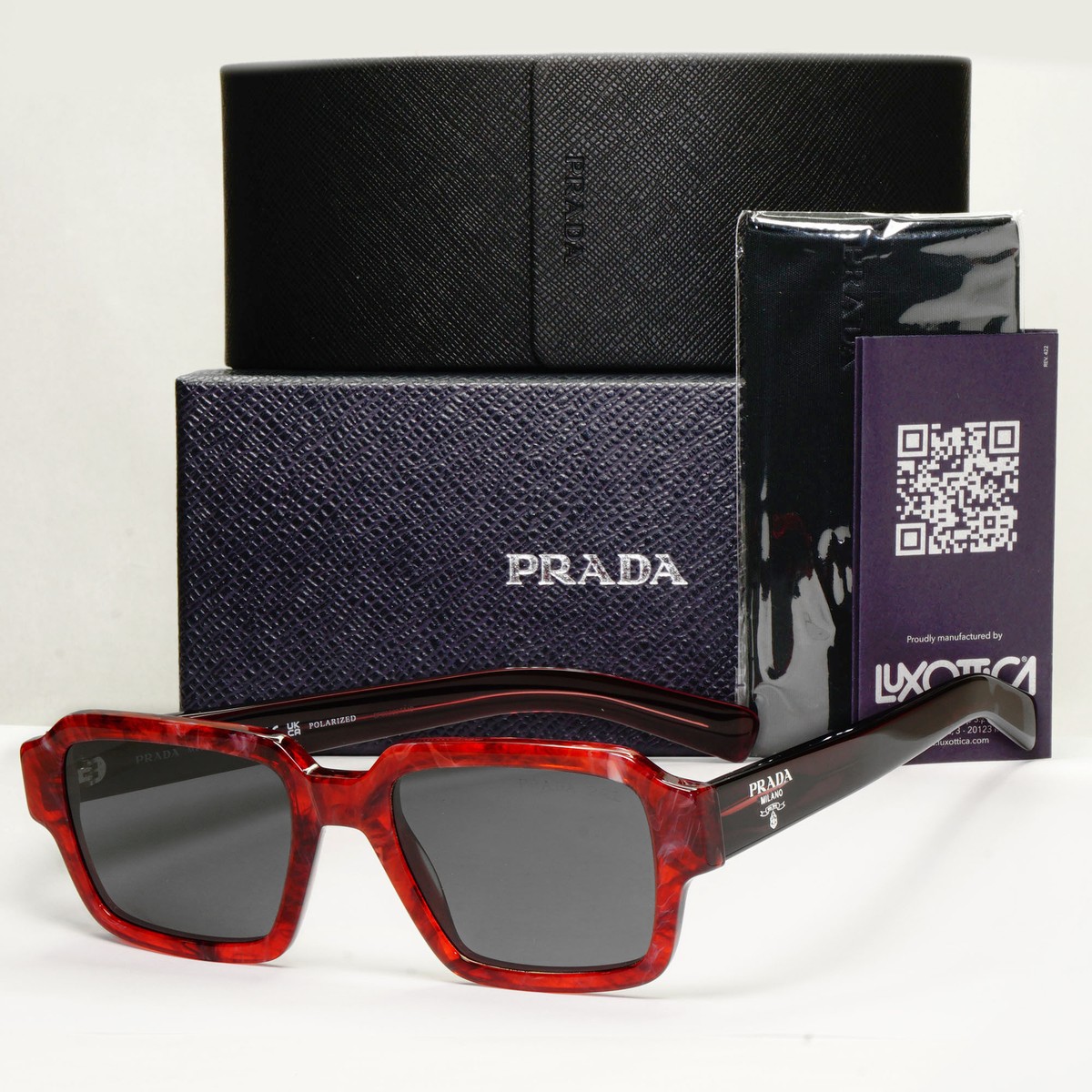 Prada Glass Lens Sunglasses Polarized Red Etruscan Stone Marble