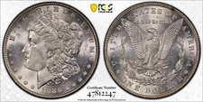 1886 P $1 MORGAN SILVER DOLLAR PCGS AU58 Protected by Gold Shield & TrueView