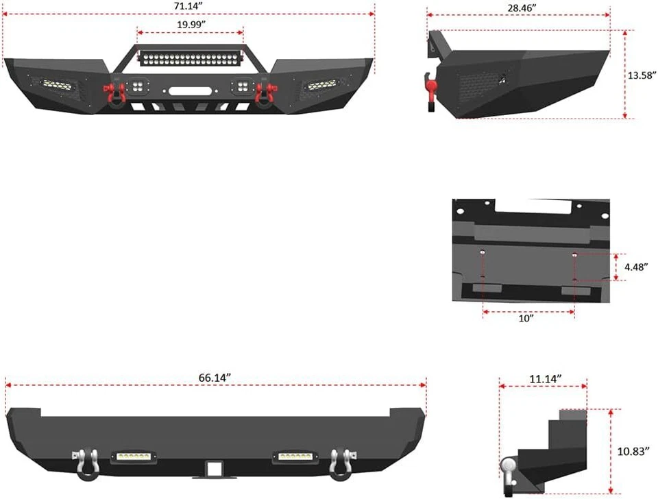 Black Front/Rear Bumper D-Rings Winch Plate For Jeep Grand Cherokee WJ 1999-2004 - Image 3 of 4