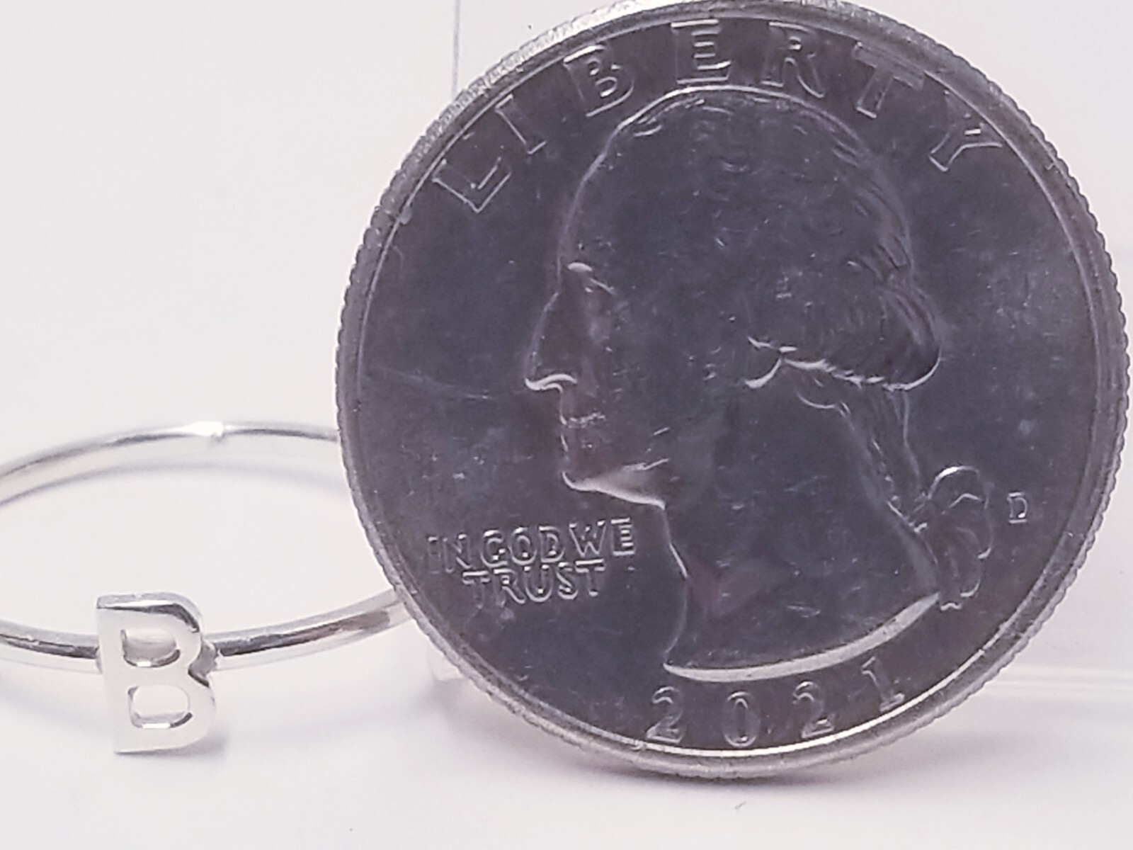 Oak and Luna Stackable Inez Initial Ring - SILVER… - image 6