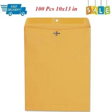 100 Pcs CLASP ENVELOPES 10x13 28lb Kraft Shipping Mailing Gummed Business Manila
