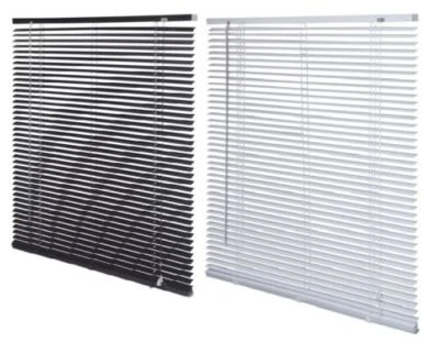 RENAISSANCE Ventana ciega veneciana de PVC Easy Fit todos los tamaños caída 150 cm - negro/blanco