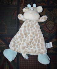 Demdaco Nat Jules Giraffe Lovey Security Blanket Plush Velour Rattles blue feet