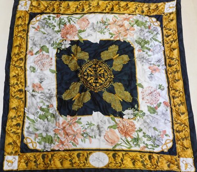 FOULARD 100% PURA SETA SILK SOIE VINTAGE DONNA BASILE (1330) 86cm