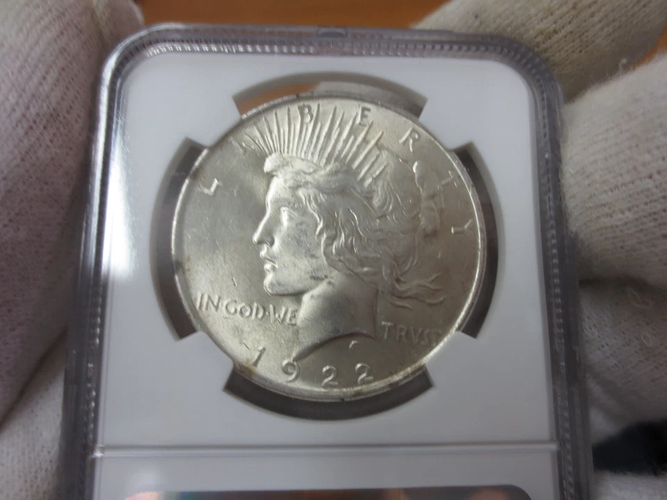 1922 Peace Dollar MINT ERROR Reverse Struck Thru NGC MS63 - Image 4 of 4