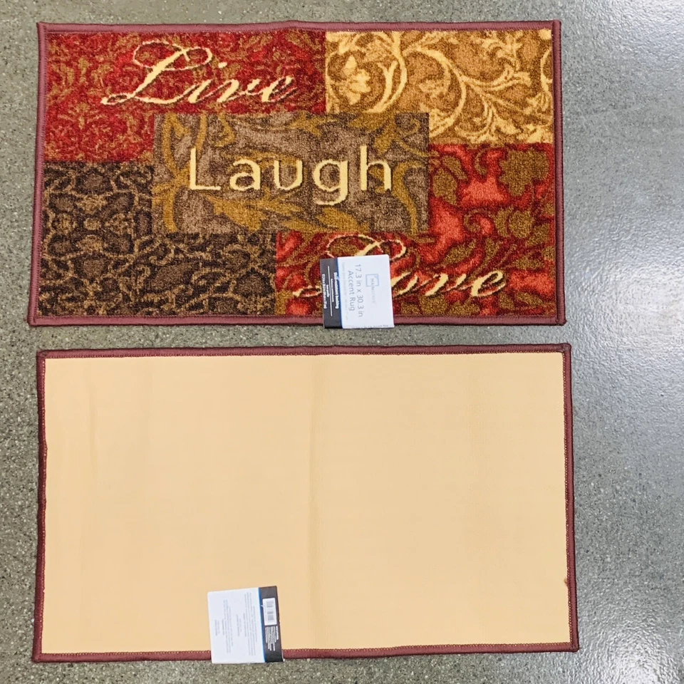 Lot of 2 Live Laugh Love Matching Indoor Accent RUGS 17"x30" Autumn Fall - Image 2 of 4