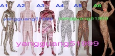 Unisex 6 Style Spandex Tiger Leopard Catsuit Costumes Full Bodysuit Outfit F261