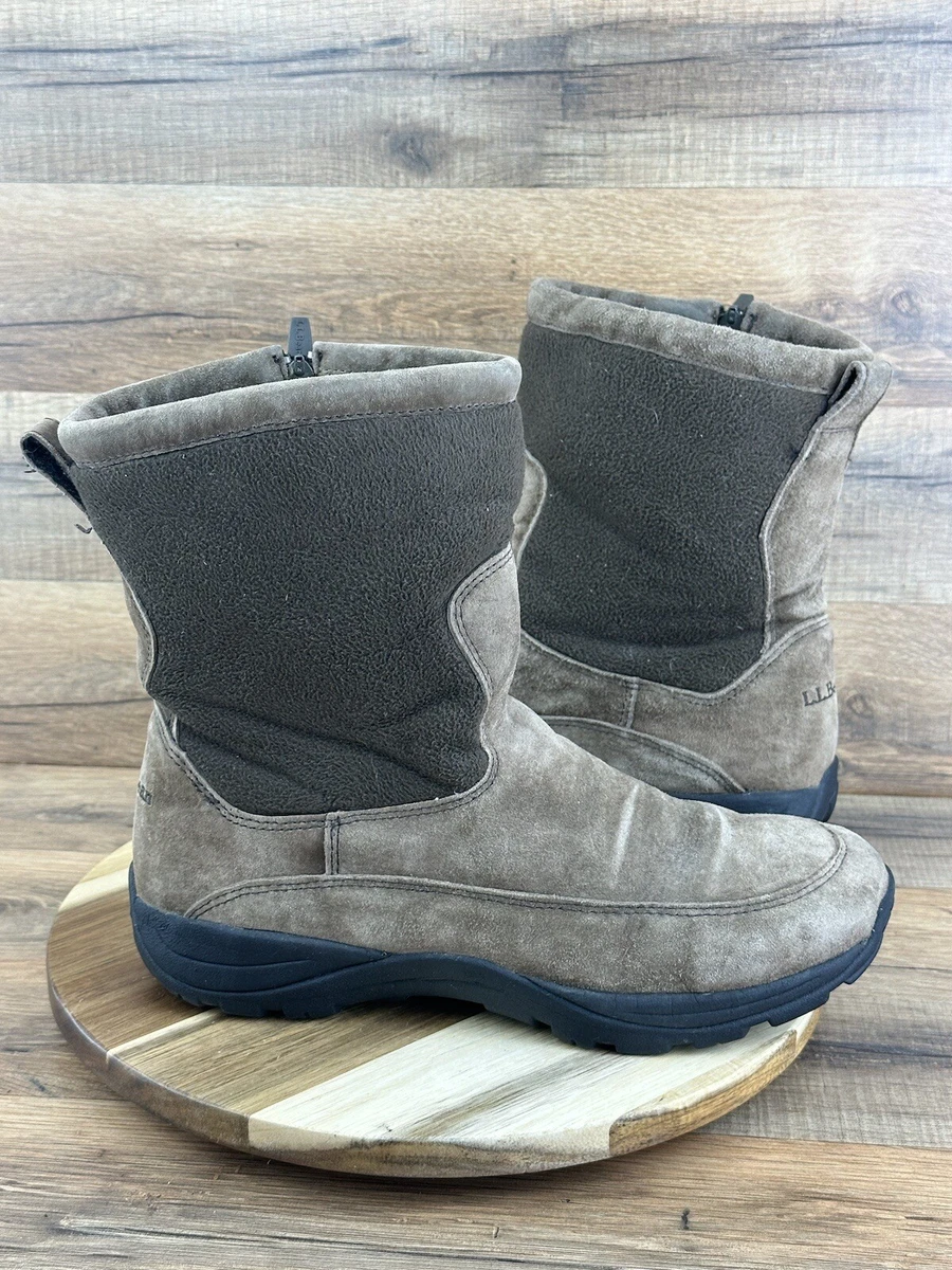 LL Bean Size 8.5 Wide Boots Mens Primaloft Insulated Suede Fleece