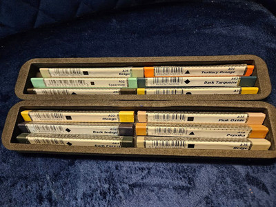 Derwent Artbar Set 2 Selection of 12. Slightly waxy, and water soluable.
