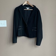 Marella Zipper Pockets One Button Blazer In Black Size 12