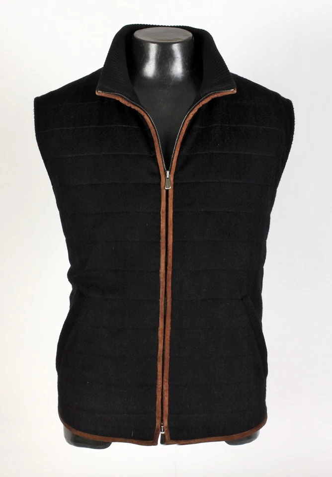 Loro Piana 100% Cashmere / Suede Quilted Vest - Black - XXL - $2750 Retail - Image 3 of 4