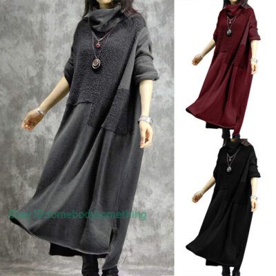 Women Oversize Long Sleeve Sweatshirt Dress Casual Loose Maxi Dresses  Irregular | eBay